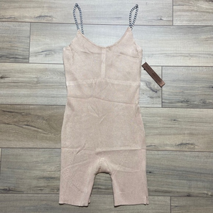 Almost‎ Famous Womens XL Rib Knit Romper Chain Straps Stretchy Tan